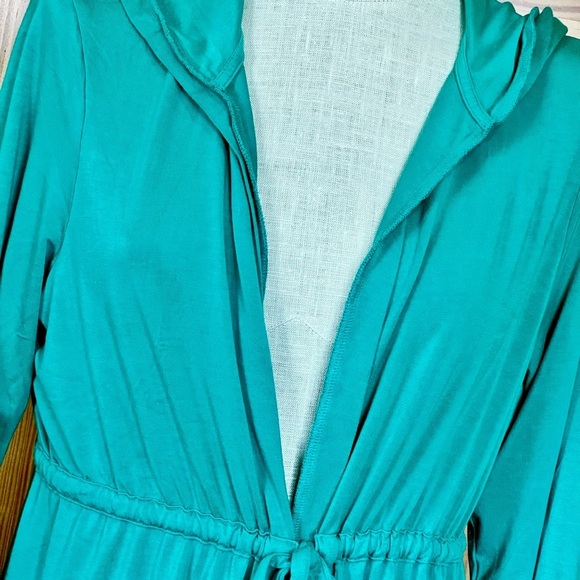 Torrid 1 1X Super Soft Knits Lightweight Hooded Cardigan w/ Pockets Blue Green - Picture 4 of 8